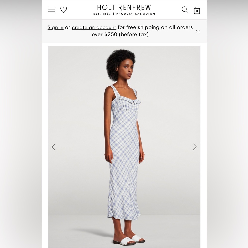 Reformation Tancy Bias Cut Dress in Check Print